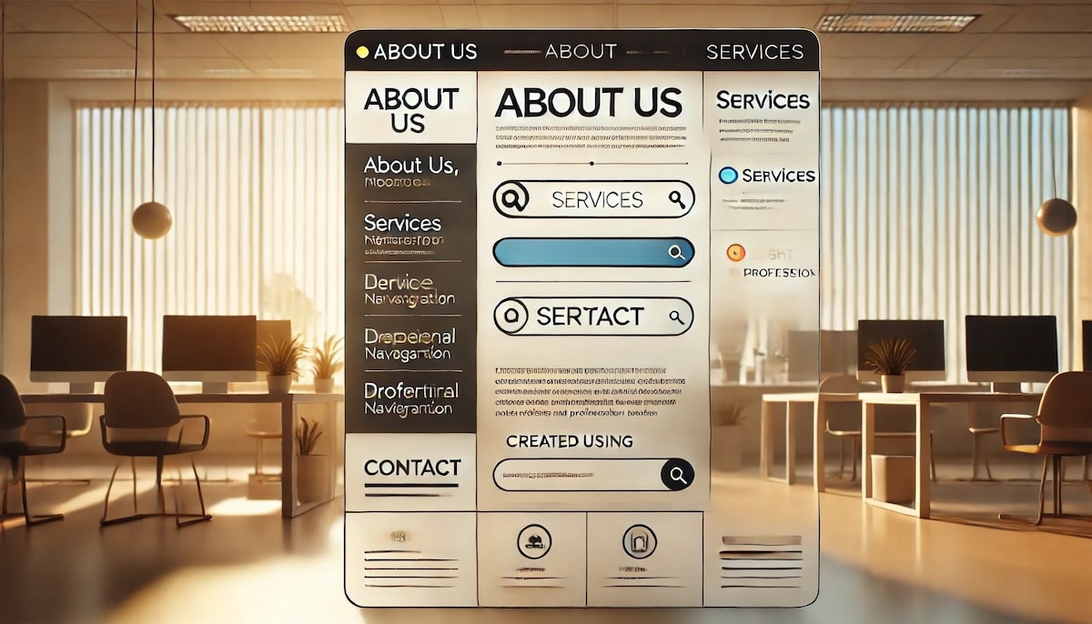 Clean website navigation menu with clear labels, breadcrumb trails, and a professional background, showcasing intuitive design for easy exploration.