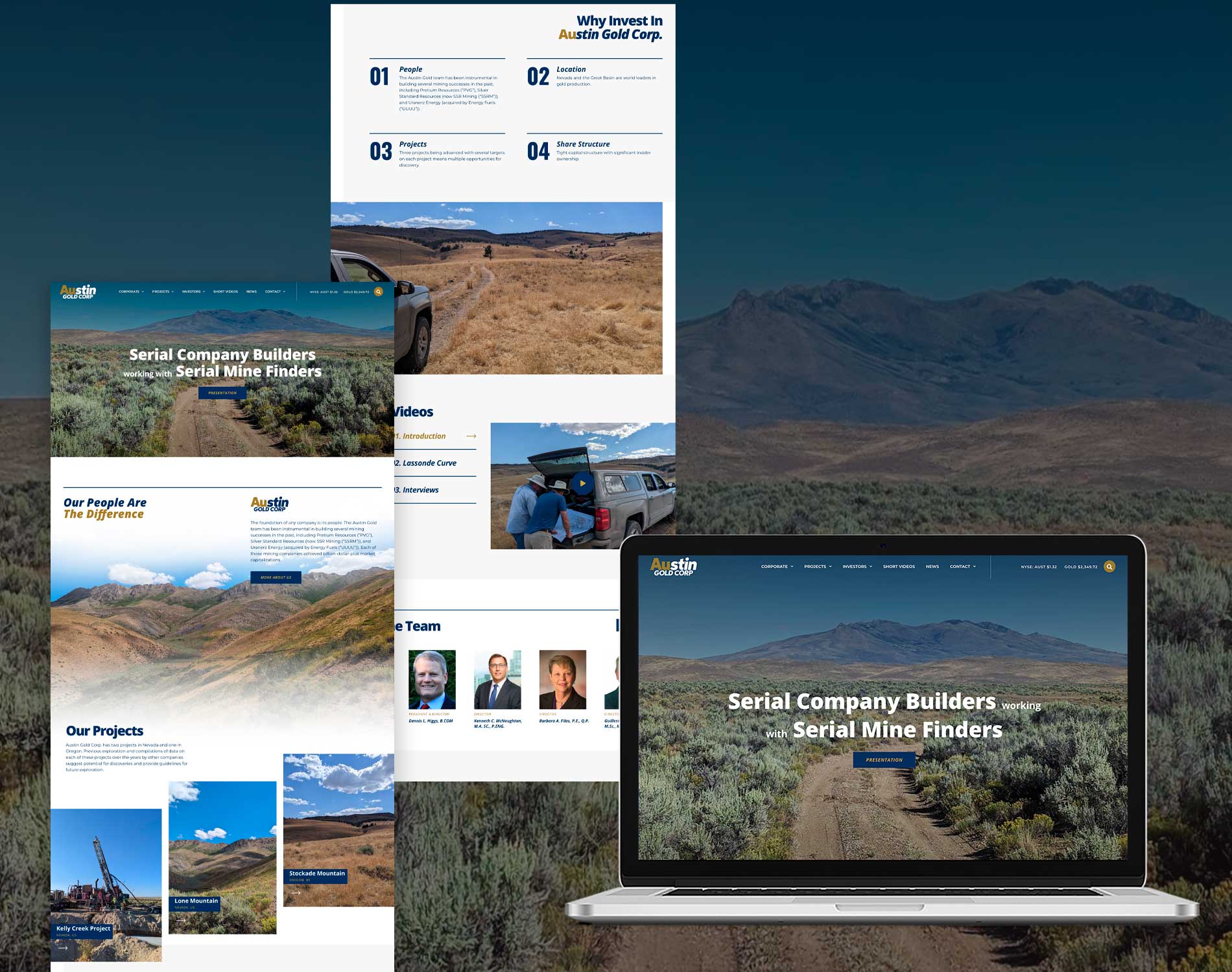 Gold Mining Corporation Professional Services Website Design Mockup