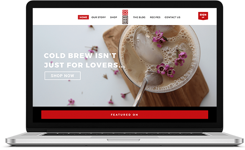 Kohana Coffee Website Design Laptop Mockup