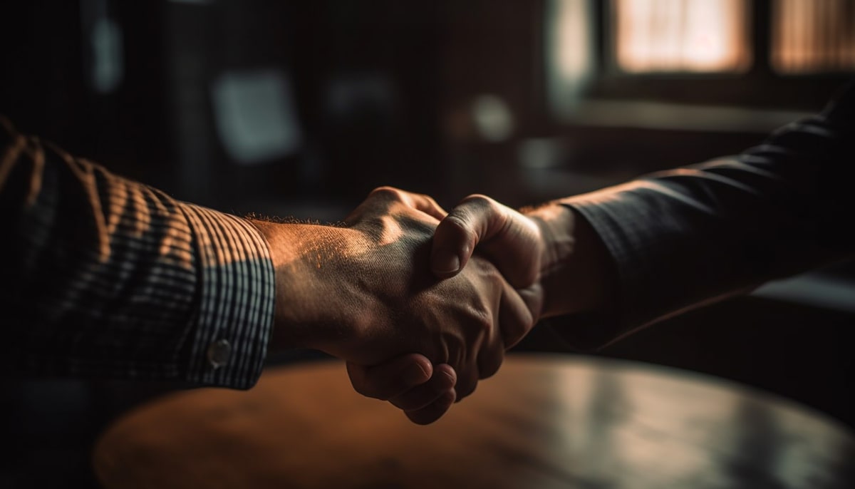 successful business handshake by two professional adults